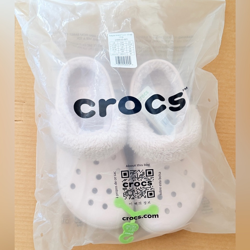 CROCS Baya Faux Fur Lined Clogs Women’s Size 9 | Men’s Size 7 | Barely Pink - Picture 10 of 10